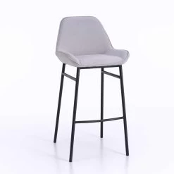 2 Taburetes Modernos De Metal Con Asiento De Microfibra O Piel Sintética - Bellino