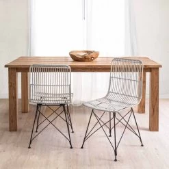 4 Sillas De Comedor En Acero Y Tejido De Kubu Homemotion - Kendall -Tienda De Decoración 4 sedie per sala da pranzo in acciaio e intreccio di kubu homemotion kendall 13