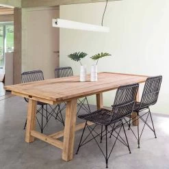 4 Sillas De Comedor En Acero Y Tejido De Kubu Homemotion - Kendall -Tienda De Decoración 4 sedie per sala da pranzo in acciaio e intreccio di kubu homemotion kendall 17
