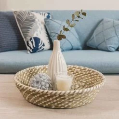 BANDEJA LINDSAY NATURAL -Tienda De Decoración bandeja lindsay fibra blanco 2