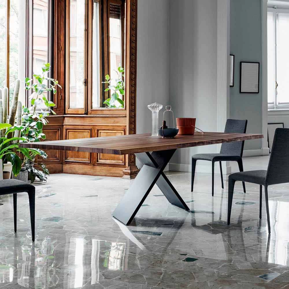 Mesa De Diseño Bonaldo Axe En Madera Con Bordes Naturales Fabricada En Italia 5 Mesa De Diseño Bonaldo Axe En Madera Con Bordes Naturales Fabricada En Italia - Imagen 3