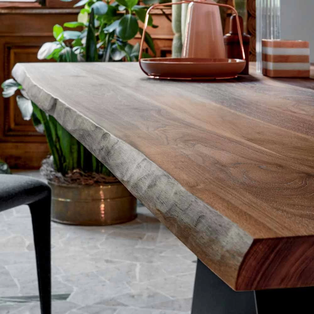 Mesa De Diseño Bonaldo Axe En Madera Con Bordes Naturales Fabricada En Italia 7 Mesa De Diseño Bonaldo Axe En Madera Con Bordes Naturales Fabricada En Italia - Imagen 5