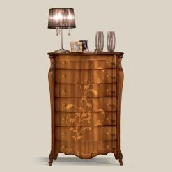 Cómoda De 7 Cajones En Madera De Nogal Con Incrustaciones Made In Italy - Commodus