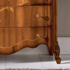 Cómoda De 7 Cajones En Madera De Nogal Con Incrustaciones Made In Italy - Commodus -Tienda De Decoración cassettiera 7 cassetti in legno noce intarsiato made in italy commodo 3