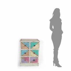 Cómoda De Madera Hecha A Mano Con Cajones De Colores Made In Italy - Brighella -Tienda De Decoración cassettiera artigianale in legno con cassetti colorati made in italy brighella 9
