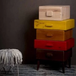 Cajonera De Diseño Moderno En Madera De Mango, L 57x P45cm, Vera