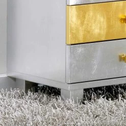 Cajón De Diseño De Plata Y Oro En La Madera Etty, Fabricado En Italia -Tienda De Decoración cassettiera di design argento e oro in legno etty made in italy 2