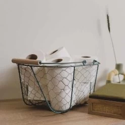 CESTA CLAUDINA METAL 38X25CM -Tienda De Decoración cesta claudina metal blanca 2