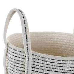 CESTO KATARI ALGODÓN 35X28CM -Tienda De Decoración cesto katari rayas blanco 4