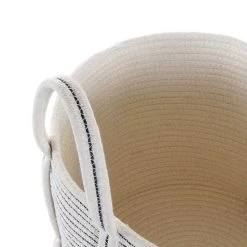 CESTO KATARI ALGODÓN 35X28CM -Tienda De Decoración cesto katari rayas blanco 5