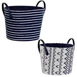 CESTO MARWAN POLIÉSTER 34X26CM -Tienda De Decoración cesto marwan rayas 2col 1