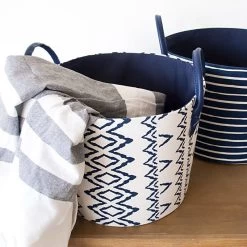 CESTO MARWAN POLIÉSTER 34X26CM -Tienda De Decoración cesto marwan rayas 2col 2