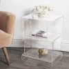 Mesita De Noche Moderna Con Diseño De Cristal Acrílico Transparente Con Estante - Icaria -Tienda De Decoración comodino design cristallo acrilico trasparente moderno con ripiano icaria