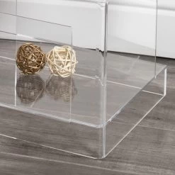 Mesita De Noche Moderna Con Diseño De Cristal Acrílico Transparente Con Estante - Icaria -Tienda De Decoración comodino design cristallo acrilico trasparente moderno con ripiano icaria 2