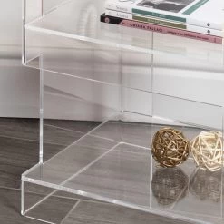 Mesita De Noche Moderna Con Diseño De Cristal Acrílico Transparente Con Estante - Icaria -Tienda De Decoración comodino design cristallo acrilico trasparente moderno con ripiano icaria 4