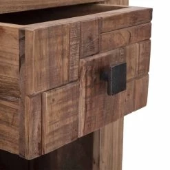 Mesita De Noche De Diseño Con Cajón En Madera De Acacia Y Hierro - Dionne -Tienda De Decoración comodino di design con cassetto in legno di acacia e ferro dionne 2
