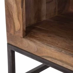 Mesita De Noche De Diseño Con Cajón En Madera De Acacia Y Hierro - Dionne -Tienda De Decoración comodino di design con cassetto in legno di acacia e ferro dionne 3