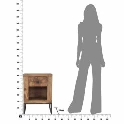 Mesita De Noche De Diseño Con Cajón En Madera De Acacia Y Hierro - Dionne -Tienda De Decoración comodino di design con cassetto in legno di acacia e ferro dionne 5