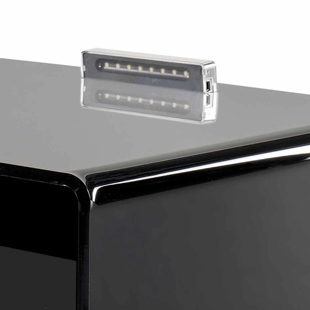 Mesita De Noche Negra Con Luz LED Táctil Iluminable Adelia, Fabricada En Italia 9 Mesita De Noche Negra Con Luz LED Táctil Iluminable Adelia, Fabricada En Italia - Imagen 7