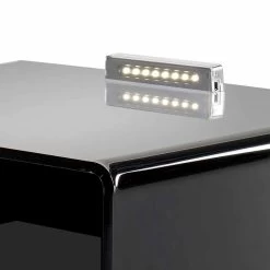 Mesita De Noche Negra Con Luz LED Táctil Iluminable Adelia, Fabricada En Italia 17 Mesita De Noche Negra Con Luz LED Táctil Iluminable Adelia, Fabricada En Italia -Tienda De Decoración comodino nero con luce led illuminabile al tocco adelia made in italy 7