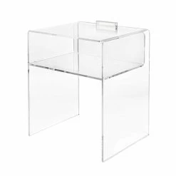 Mesita De Noche Transparente Con Luz LED Táctil Iluminable Adelia -Tienda De Decoración comodino trasparente con luce led illuminabile al tocco adelia 4