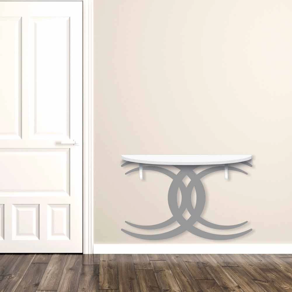 Consola De Pared Para Diseño Moderno En Madera Blanca Y Gris - Coco 5 Consola De Pared Para Diseño Moderno En Madera Blanca Y Gris - Coco - Imagen 3