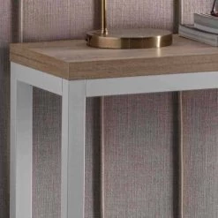 Consola Extensible Con Tablero En Melamina Y Base En Metal Pintado - Adino -Tienda De Decoración consolle allungabile con piano in nobiliato e base in metallo verniciato adino 5