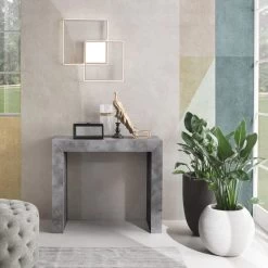 Consola Extensible Hasta 295 Cm Made In Italy Efecto Cemento - Rudolf -Tienda De Decoración consolle allungabile fino a 295 cm effetto cemento made in italy rudolf 1