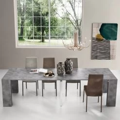 Consola Extensible Hasta 295 Cm Made In Italy Efecto Cemento - Rudolf -Tienda De Decoración consolle allungabile fino a 295 cm effetto cemento made in italy rudolf 2