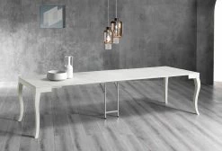 Consola Extensible En Madera De Fresno Lacada Gris Gris - Carpintero -Tienda De Decoración consolle allungabile in legno di frassino laccato bianco grigiastro picchia 2