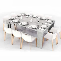 Consola Extensible Ussana, Diseño Moderno -Tienda De Decoración consolle allungabile in nobilitato con allunghe integrate ussana 2