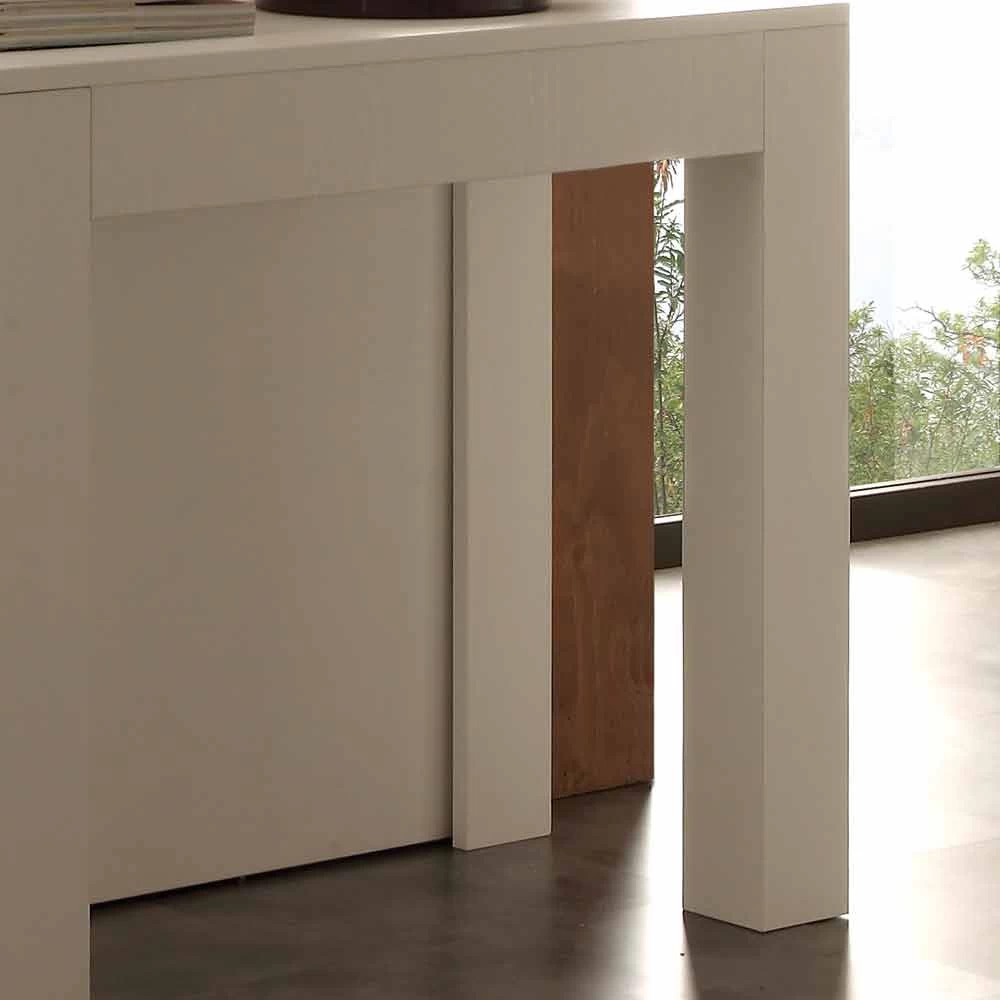 Consola Extensible Bosa, Acabado Blanco Poro Abierto 5 Consola Extensible Bosa, Acabado Blanco Poro Abierto - Imagen 3