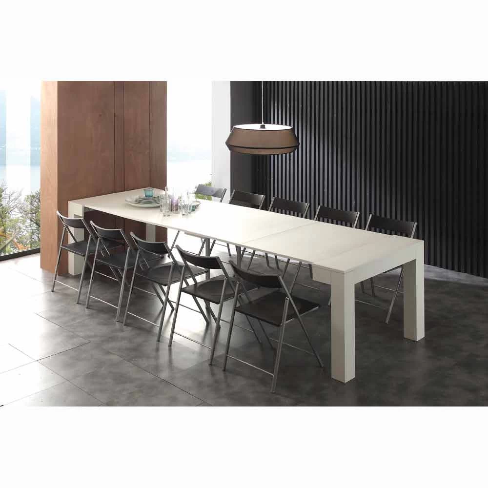 Consola Extensible Bosa, Acabado Blanco Poro Abierto 6 Consola Extensible Bosa, Acabado Blanco Poro Abierto - Imagen 4