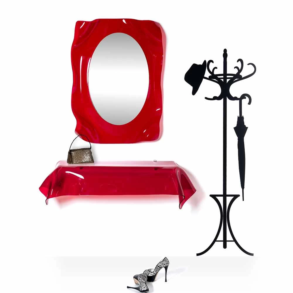 Consola De Diseño Moderno En Plexiglás Rojo Transparente Drapeado Wish 3 Consola De Diseño Moderno En Plexiglás Rojo Transparente Drapeado Wish