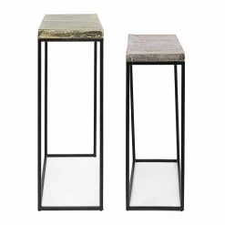 Consola De Diseño Industrial Minimalista En Acero 2 Piezas Homemotion - Rambutan -Tienda De Decoración consolle di design moderno minimale in acciaio 2 pezzi homemotion rambutan 1