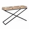 Consola En Acero Y Madera De Mango Con Bandejas De Diseño Industrial - Celosía 1 Consola En Acero Y Madera De Mango Con Bandejas De Diseño Industrial - Celosía -Tienda De Decoración consolle in acciaio e legno di mango con vassoi di design industriale reticolo