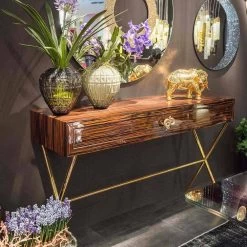 Consola En Madera De ébano Pulido Con 4 Cajones Ada -Tienda De Decoración consolle in legno di ebano lucido con cassetti scorrevoli ada 4 3