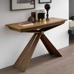 Consola De Mesa En Madera Y Metal Extensible Hasta 295 Cm Made In Italy - Timedio