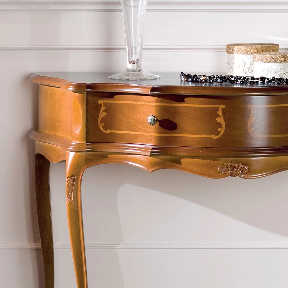 Consola De Entrada Clásica En Madera Con 1 Cajón Made In Italy - Leonor 4 Consola De Entrada Clásica En Madera Con 1 Cajón Made In Italy - Leonor - Imagen 2