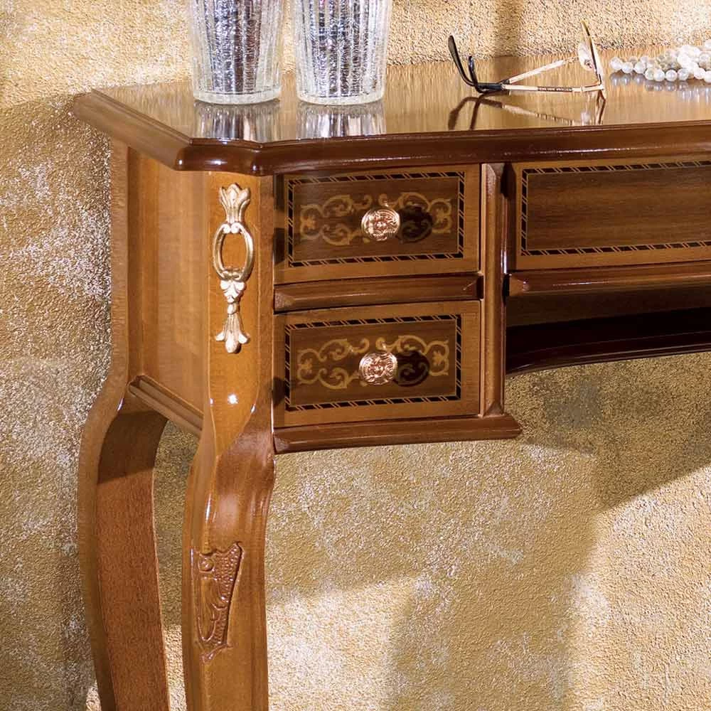 Consola De Entrada Clásica En Madera Con 5 Cajones Made In Italy - Richard 7 Consola De Entrada Clásica En Madera Con 5 Cajones Made In Italy - Richard - Imagen 5