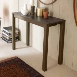 Consola De Mesa Extensible Moderna En Madera De Roble Y Metal Made In Italy - Nappo