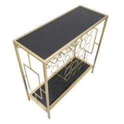 Consola Portabotellas De Vidrio Dorado Con Estructura De Hierro - Vicio -Tienda De Decoración consolle porta bottiglie in vetro con struttura in ferro dorato vicio 2