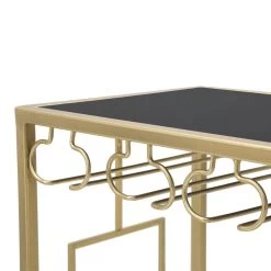 Consola Portabotellas De Vidrio Dorado Con Estructura De Hierro - Vicio -Tienda De Decoración consolle porta bottiglie in vetro con struttura in ferro dorato vicio 3