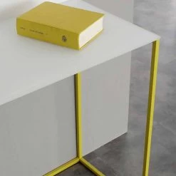 Consola De Salón En Cristal Blanco Con Base De Metal Made In Italy - Iridio -Tienda De Decoración consolle salotto in cristallo bianco con base in metallo made in italy iridio 3