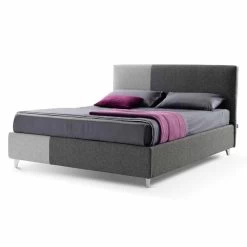 Cama Doble En Tela Bicolor Con Caja Made In Italy - Jasmine