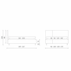 Cama Doble En Tela Bicolor Con Caja Made In Italy - Jasmine -Tienda De Decoración letto matrimoniale con contenitore in tessuto bicolore made in italy jasmine 6