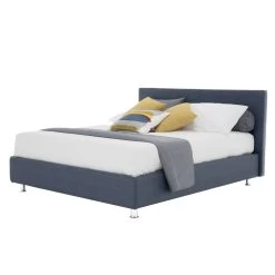 Cama Doble De Lujo En Ecopiel O Tela Con Caja Made In Italy - Nuvola