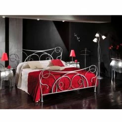 Cama Doble De Hierro Hecha A Mano Con Patas Cónicas De Zoe. -Tienda De Decoración letto matrimoniale in ferro artigianale con gambe coniche zoe 6