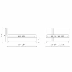 Cama Doble De Tela Con Contenedor Made In Italy - Paolo -Tienda De Decoración letto matrimoniale in tessuto con contenitore made in italy paolo 6