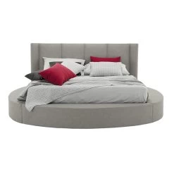 Cama Doble Redonda Con Arcón En Ecopiel O Tela - Romántica -Tienda De Decoración letto rotondo matrimoniale con box contenitore in ecopelle o tessuto romantico 12